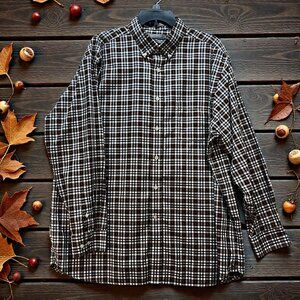 Daniel Cremieux Signature Collection Men Long Sleeve Shirt XL Brown White Plaid